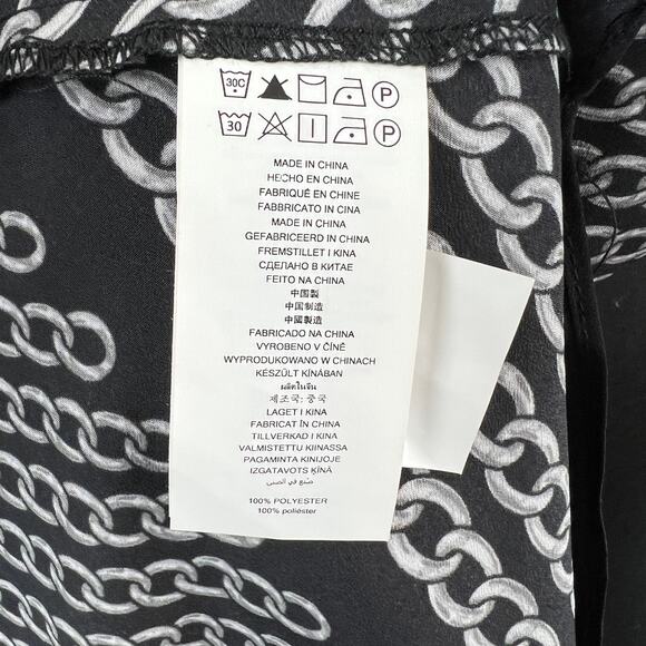 $175 Michael Kors Chain Link Border Handkerchief Black Asymmetrical Dress XS - Picture 8 of 9